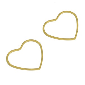 9*21mm Brass Heart Charms - Raw Brass Heart Earring Charm - Brass Heart Connector - Brass Heart Wire Earring Cham - 21x18x1mm - PP10362-9*21