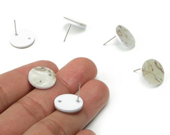 Acrylic Mini Round Earring Stud - Matte Circle Post - 316 Surgical Stainless Steel Stud - Color Code:A732 - 15.11x15.09x2.32mm - AC1888-A732