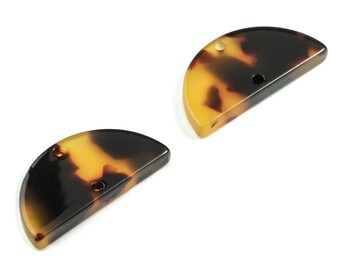 Tussenstuk halve maan acetaat - halfronde oorbelhangers - schildpad - 2 gaten - kleurcode: A01 - 22,78 x 11,26 x 2,57 mm - AC1957-A02