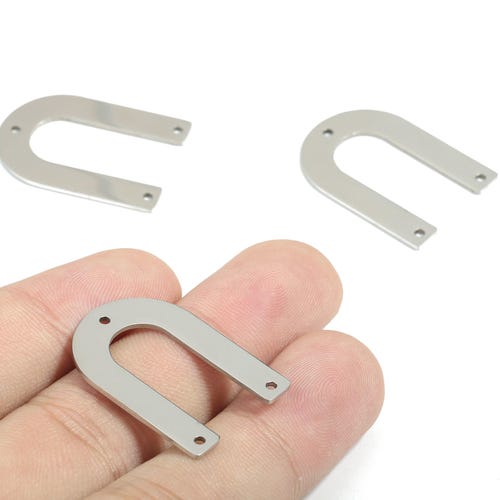 Conector en U de acero inoxidable - Pendientes, dijes y colgantes en forma de U - Componentes para pendientes - Suministros para joyería - 27,94 x 20,07 x 0,95 mm - SS1175
