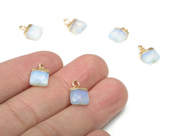 Opalite Faceted Square Earring Charms Brass Square Pendant Opalite Faceted Square Earring Charms Brass Square Pendant