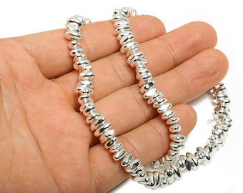 Irregular Hematite Nugget Bead - 15.5feet/1strand - DIY Hematite Jewelry Smooth Bead - Spacer Bead - Silver Tone Plating - 7x6x4mm- EE9219