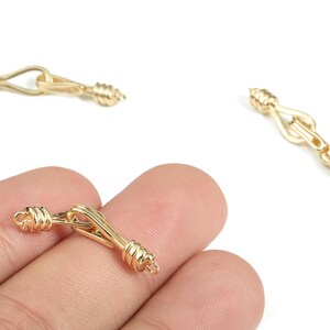 Sterling Gold Hook - 18K Real Gold Plated Brass - Thicken Hook Clasps - Eye Connector - Clasp Connector for Pendant - 31.26×6×4mm - RGP3053 image 1