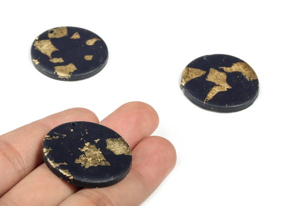 PolymerClay Round Earring Charms - PolymerClay Circle Pandant - Earring Findings - Jewelry Handmade - 30.25x30.25x3.11mm - PC2264A