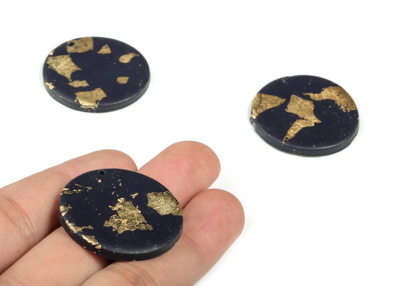 PolymerClay Round Earring Charms - PolymerClay Circle Pandant - Earring Findings - Jewelry Handmade - 30.25x30.25x3.11mm - PC2264A image 1