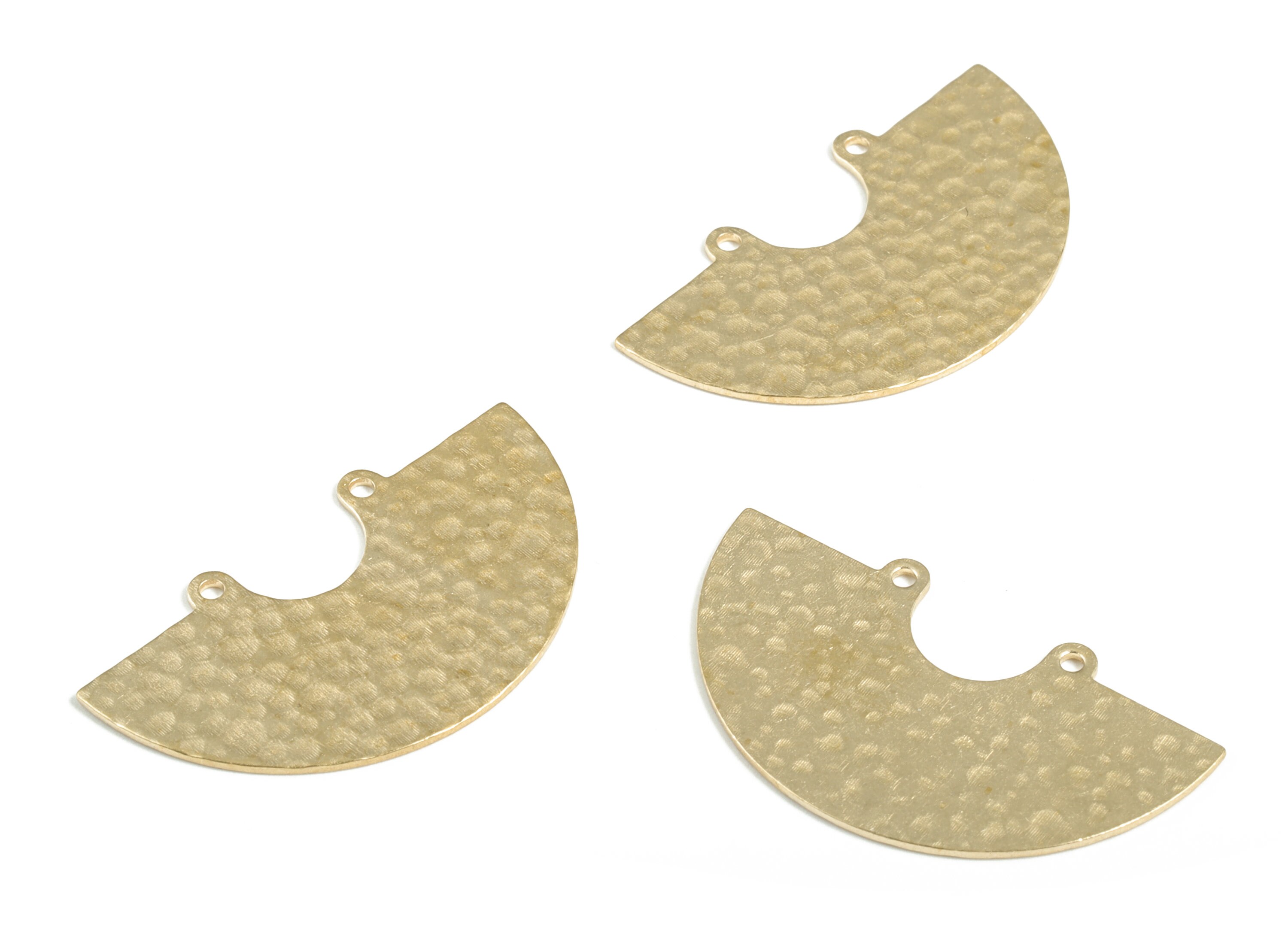 Brass Hammered Half Round Earring Connector - Raw Brass Half