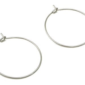 Stainless Steel Earring Hoop - 304 Stainless Steel Circle Ear Wire - Earring Hoop - Jewelry Making Supplies -24.97x24.97x0.64mm- SS1385-25