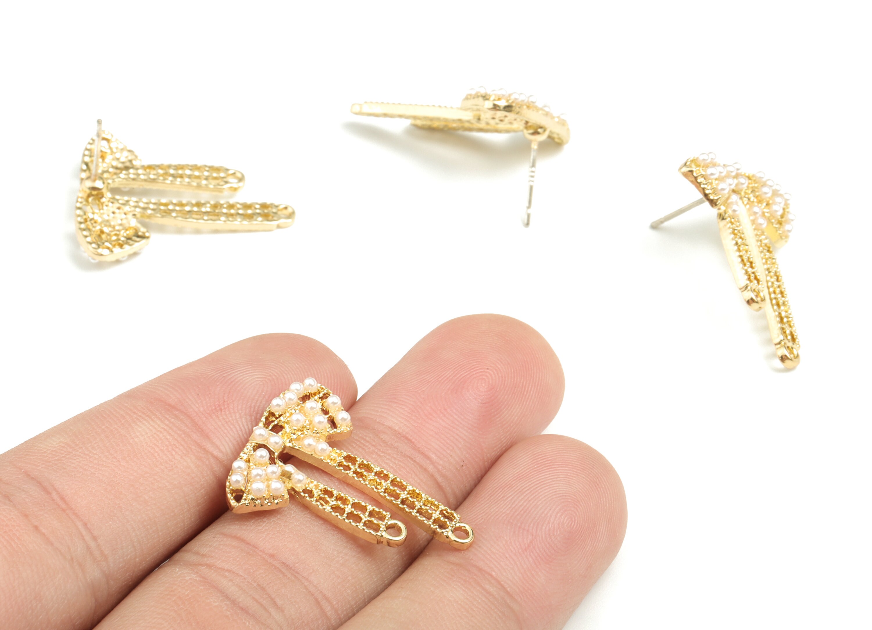 Alloy Bowtie Earring Stud - Gold Alloy Bowtie Earring Post