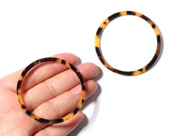 Acetate Hoop Earrings Charms - Tortoise Hoop Shell Earrings - Circle Pendant - Jewelry Supplies - Color Code: A02 - 50x50x2.68mm - AC1166A