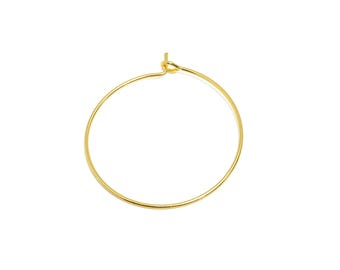 Pendiente de aro circular de latón de 30 mm - Pendientes de aro minimalistas dorados - Pendientes redondos para uso diario - Baño de oro auténtico de 18 quilates - 30 x 30 x 0,7 mm - RGP9095