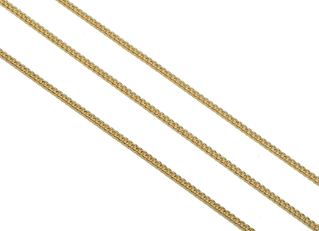 18K Curb Chain 1.5 Brass Curb Chain 18K Real Gold Plated Brass Chain 1.5x1.5x.78mm RGP5272 Etsy