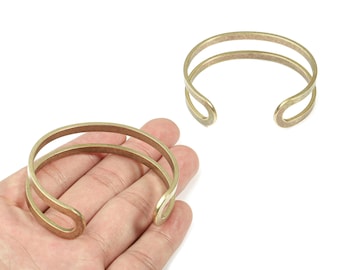 Brass Hammered Bracelet - Raw Brass Bracelet - Brass Wire Bangle - Jewelry Supplies - 61.95x16.09x2.06mm - PP3490