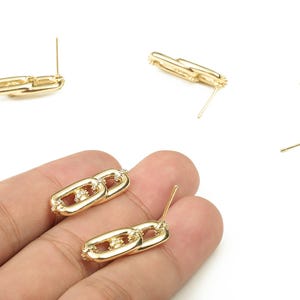Rektangulärt örhänge i mässing – Rektangulärt örhänge i zirkon – Örhänge i rostfritt stål – 18K guldpläterad mässing – 25,85x9,06x5,52 mm - RGP3418