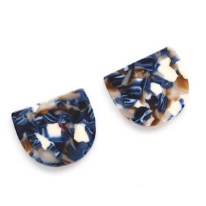 Acetate Acrylic Earring Charms One Hole - D Shaped Pendant - Color Code: A19 - 29.5x34.3x2.48mm - AC1094N image 2