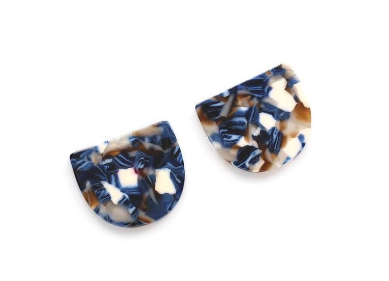 Acetate Acrylic Earring Charms One Hole - D Shaped Pendant - Color Code: A19 - 29.5x34.3x2.48mm - AC1094N image 2
