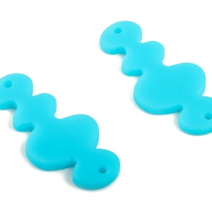 Acrylic Waves Earring Connector - Blue Waves Earring Charms - 2 Holes - Jewelry Supplies - Color Code:A497 - 29.65x13.41x2mm - AC2033-A497