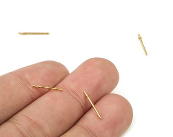 Earring Stud Posts - Surgical Grade Gold Earring Posts - Stainless Steel Stud - 18K Real Gold Plated Brass - 13mm x1.5mm - RGP3867