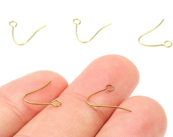 Brass Earring Hooks 0.5 - Raw Brass Earring Wires - Earring Findings - Jewelry Supplies - 12.08x10.34x0.49mm - PP2833