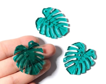 Acrylic Earring Charms - Leaf Shaped Pendant - Earring Findings - Making Jewelery - 33.38x30.54x2.9mm - AC1181