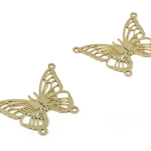 Brass Butterfly Earring Connectors - Raw Brass Butterfly Charms and Pendant - Jewelry Making Supplies - 42.54x31.19x0.75mm - PPZ0007