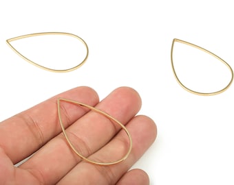 Teardrop Connector Charms – 18K Gold Plated Brass Drop Ring Pendant for Earrings RGP3314-47