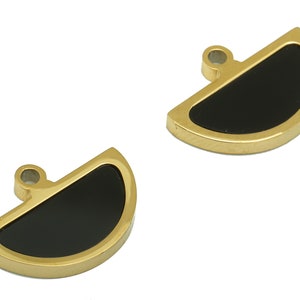 Brass Half Moon Earring Charm - Raw Brass Semi Circle Earring - Voor ketting - Sieradenbenodigdheden - 8.8x 12.35x 1.37mm - PP8575