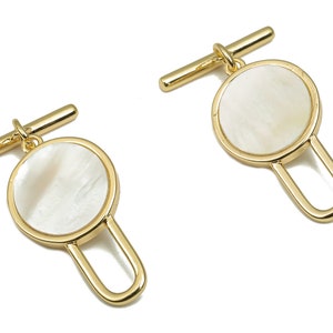 Brass Toggle Clasp - Round Shell Bracelet Toggle Clasp - Circle Toggle Necklace - 18K Real Gold Plated Brass - 29.19x15.87x2.25mm - RGP4572