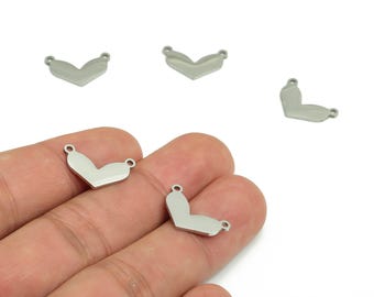 Connecteur de boucle d'oreille coeur en acier inoxydable - Breloques et pendentif coeur en acier inoxydable - Accessoires pour fabrication de bijoux - 16,88 x 10,86 x 0,96 mm - SS1256