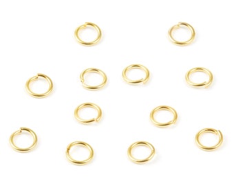 Brass Open Jump Rings - 5x0.7mm - Gold Tone Plated - Brass Open Jump Rings - Not Soldered - Jewellery Supplies - PP1592G