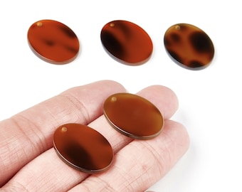 Acrylic Earring Charms - Tortoise Shell Earrings - Oval Shaped Pendant - Earring Findings - 25,68x19,84x2,24mm - AC1327B