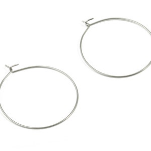 Stainless Steel Earring Hoop -  316 Stainless Steel Circle Ear Wire #35 - Earring Hoop - Jewelry Supplies - 40x35x0.68mm - SS1161