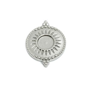 Stainless Steel Sunburst Charm - Steel Vintage Round Charm - Antique Geometric Sun Jewelry Accent - Steel Jewelry - 19.5x15x2.12mm - SS2027
