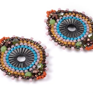 Miyuki Beaded Eye Charms - Japanese seed beads - Handmade Beaded Pendant - Maasai Earrings - Beaded Connector - 31.1x26.16x1.78mm - TH1010