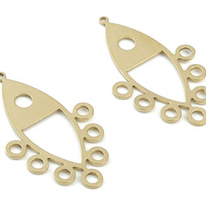 Marquise Earring Connector - Raw Brass Marquise Earring Charms - Fish Charms - Jewelry Making Supplies - 36x22x0.8mm - PPM3637