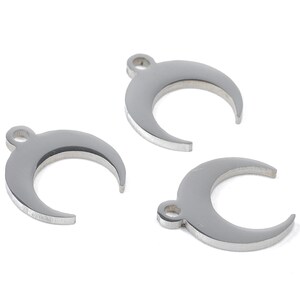 Stainless Steel Crescent Moon Charms - Moon Earrings and Pendant - Bracelet Pendant - Jewelry Supplies - 10.05x4.79x0.94mm - SS1071 image 3