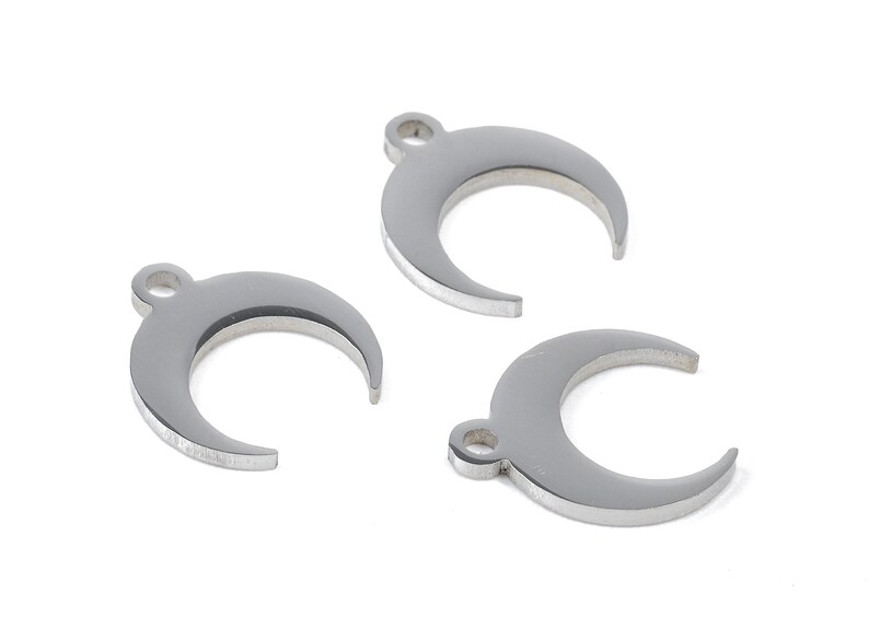 Stainless Steel Crescent Moon Charms - Moon Earrings and Pendant - Bracelet Pendant - Jewelry Supplies - 10.05x4.79x0.94mm - SS1071 image 3