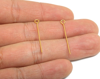 Pasador de ojo de acero de 0,7*30 mm - Pasadores de ojo para bisutería - Suministros de abalorios de ojo a granel para joyería hecha a mano - Chapado al vacío real de 18 quilates - SS2131-30G