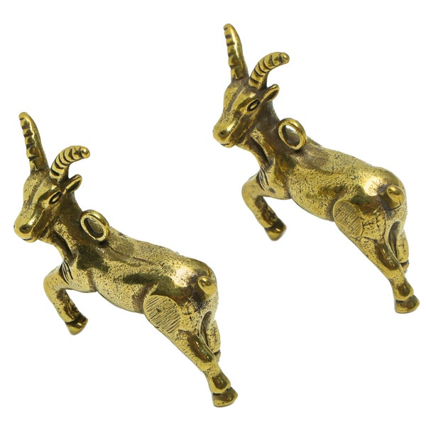 Brass Antelope Charm - Raw Brass Antelope Earring Charms - Antique Looking Pendant - Antelope Figure - Goat Charms - 27x33.89x10mm - PP8784