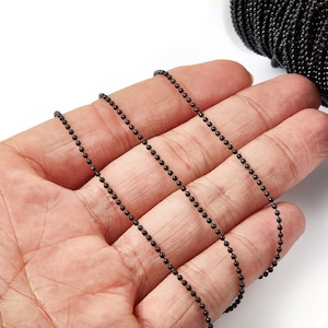 Liten kulkedja - Järnkedja - Svart militärkedja - Svart färg - 0,06" - för halsband, armband, örhängen, smyckestillverkning - CC1059IB