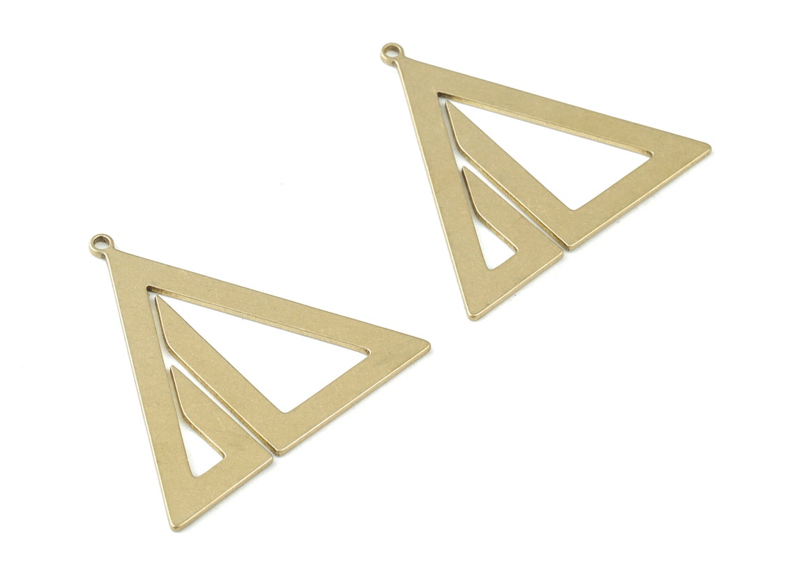 Brass Triangles Pendant Raw Brass Triangle Earring Charms Etsy