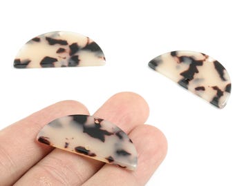 Acetaat halve cirkel verbindingsstuk - Halve maan oorbellen blonde schildpad oorbel 2 gaten - kleurcode: A07 - 37,42 x 18,73 x 2,58 mm - AC1794-A07