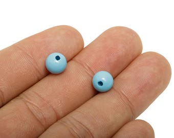Blue Acrylic Bead - Chunky Craft Bead - Solid Color Beading Bead - Acrylic Necklace Bead - Handmade Acrylic Bead - 7.65x7x7mm - AC2834F