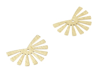 Brass Sun Earring Charms - Raw Brass Textured Sun Pendant - Earring Findings - Jewelry Supplies - 24.8x16.56x0.62mm - PP3417