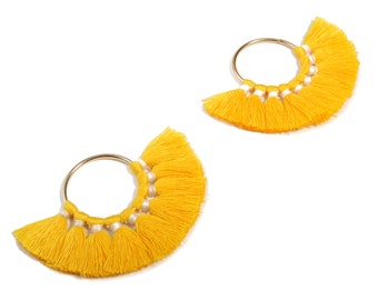 Fan Tassel Earring Charms With Ring - Tassel Earring Pendant - Fan Ring Earrings - Earring Accessories - 55.63x35.45x3.17mm - TS1150K