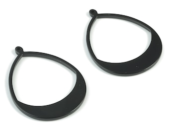Acrylic Black Drop Pendant - Acrylic Black Drop Earring Charms - Jewelry Supplies - Color Code:A66- 49.76x35.77x2.3mm - AC2098-A66
