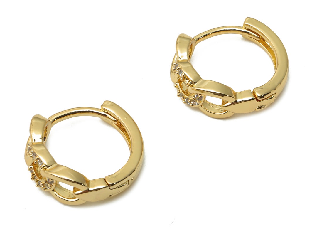 Brass Curb Chain Hoop Earrings Brass Chain Huggie Clasps - Etsy