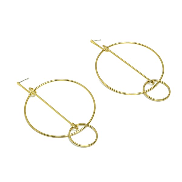 Hammered Dangle Earring Stud - Raw Brass Round Bar Earring Post - Stick Earring Post - Hammered Dangle Hoop Earring - 67x44x1mm - PP9352