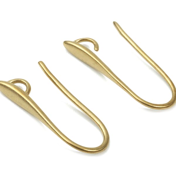 Brass Earring Hooks - Raw Brass Earring Wires - Brass Ear Hooks Findings - Jewelry Supplies - 20.44x8.87x1.5mm - PP2891