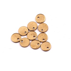 Raw Brass Round Tag- Brass Stamping Tag - Raw Brass Charms - Jewelry Supplies - 7x1mm - PP1220