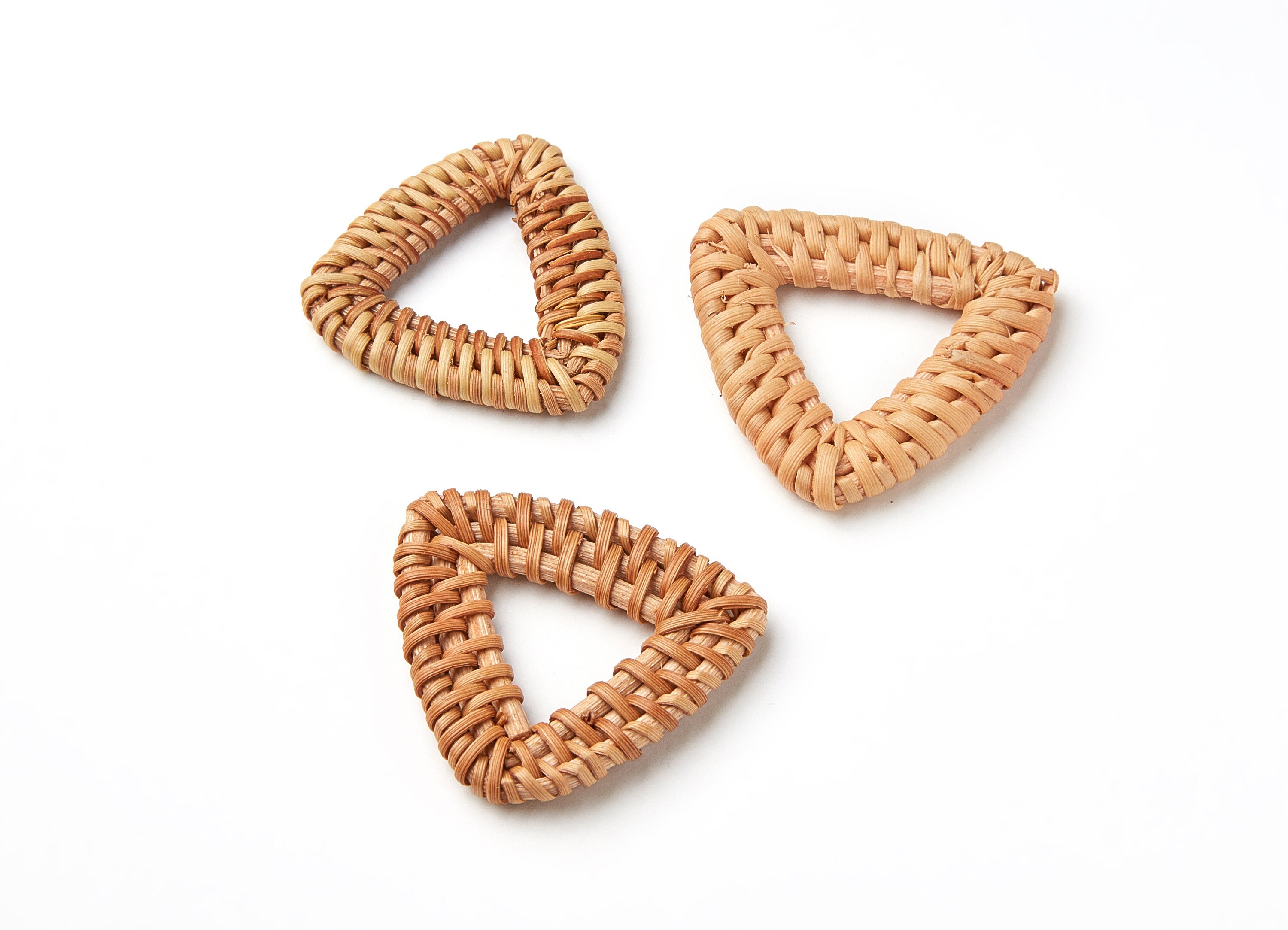 Handwoven Rattan Earrings Triangle Shaped Rattan Pendant Etsy